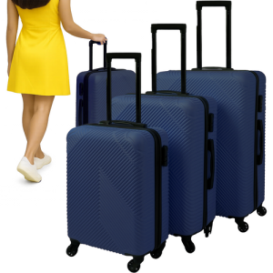 TRIZAND 3-Piece Travel Suitcase Set – Large, Medium & Small – Navy Blue (WNDR26664)