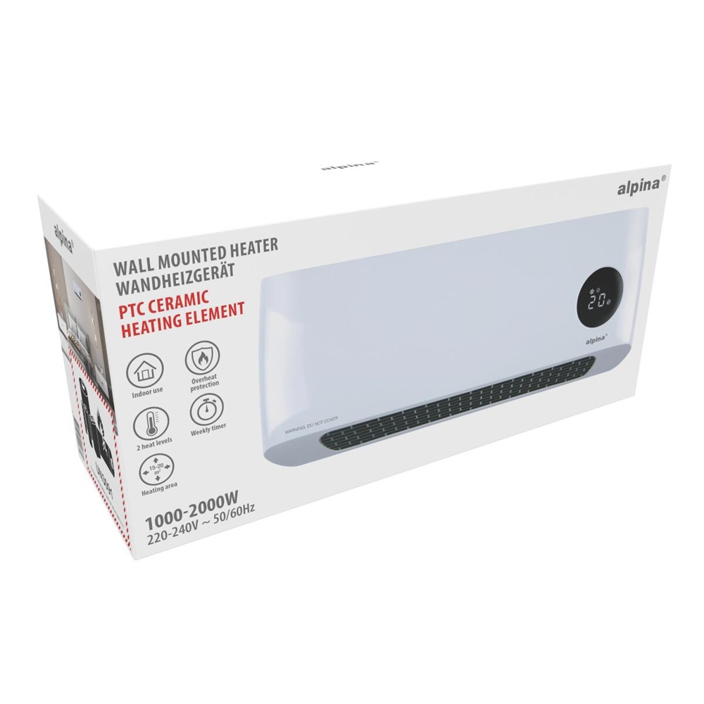 Alpina wall-mounted heater – with PTC ceramic heating element, 1000–2000 W (EDC) - Image 7