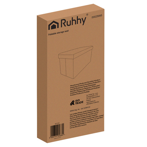 RUHHY XL Folding Velvet Pouf with Storage – Elegant Black, 54L Capacity (WNDR25995) - Image 7