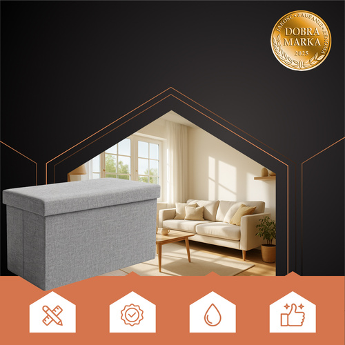 RUHHY Folding Pouf with Storage – XL Seat & Hidden Chest (WNDR25996) - Image 3