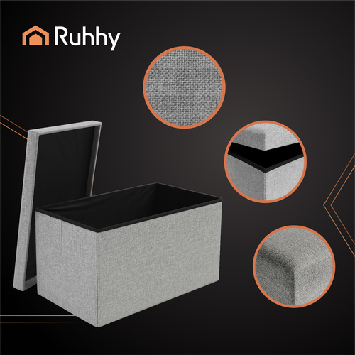 RUHHY Folding Pouf with Storage – XL Seat & Hidden Chest (WNDR25996) - Image 10