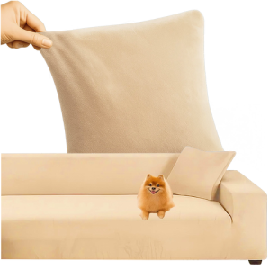 RUHHY Corner Sofa Cover – Beige Elastic Velvet - 145–185 cm (WNDR26031)