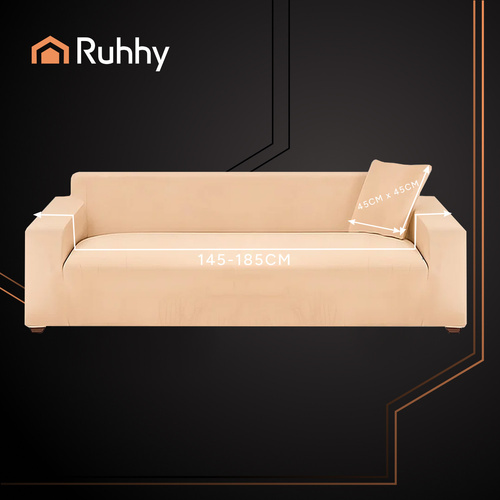 RUHHY Corner Sofa Cover – Beige Elastic Velvet - 145–185 cm (WNDR26031) - Image 10