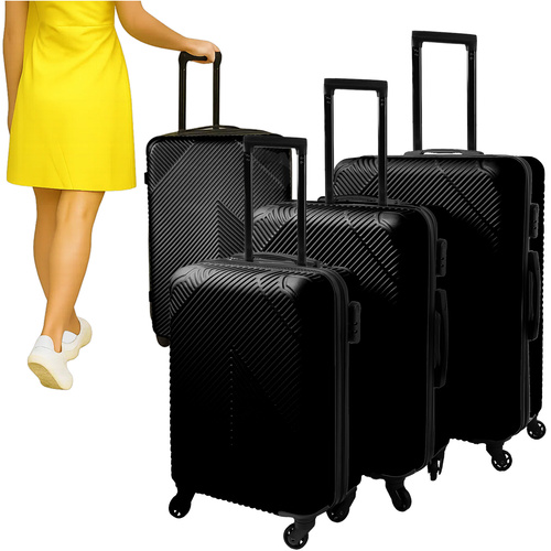 TRIZAND 3-Piece Travel Suitcase Set – Large, Medium & Small – Black (WNDR26661) - Image 4