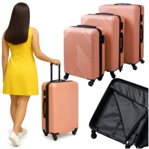 TRIZAND 3-Piece Travel Suitcase Set – Large, Medium & Small – Pink (WNDR26663)