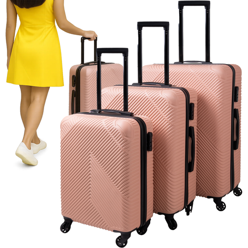 TRIZAND 3-Piece Travel Suitcase Set – Large, Medium & Small – Pink (WNDR26663) - Image 3