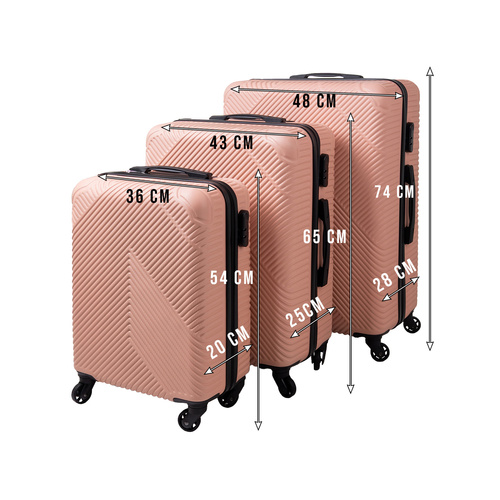 TRIZAND 3-Piece Travel Suitcase Set – Large, Medium & Small – Pink (WNDR26663) - Image 6