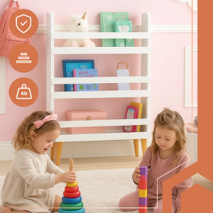 RUHHY Toy and Bookcase – 3-Shelf Standing Cabinet (WNDR26440)