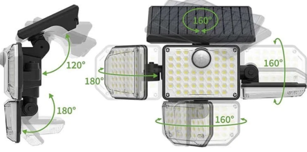 181-LED solar outdoor light with external solar panel – motion sensor, energy-saving lighting (WNDR20224) - Image 4