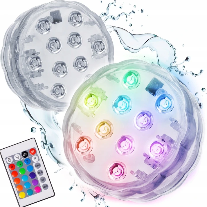 2 pcs waterproof RGB LED lights with remote control – colorful decorative lighting for indoor and outdoor use (WNDR16315)