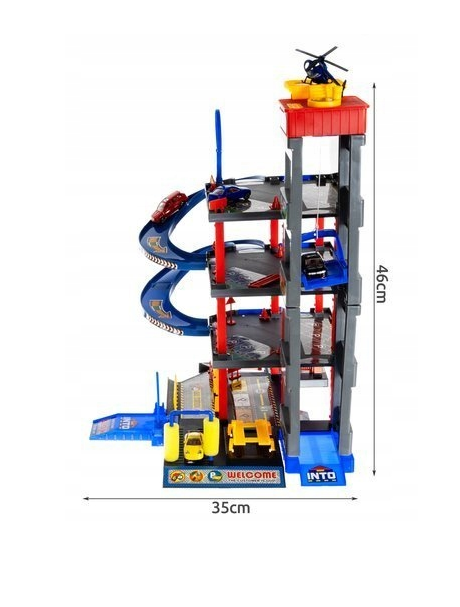 4-level play parking garage with elevator and car wash – includes 4 cars and helicopter, interactive kids’ toy (WNDR11606) - Image 7