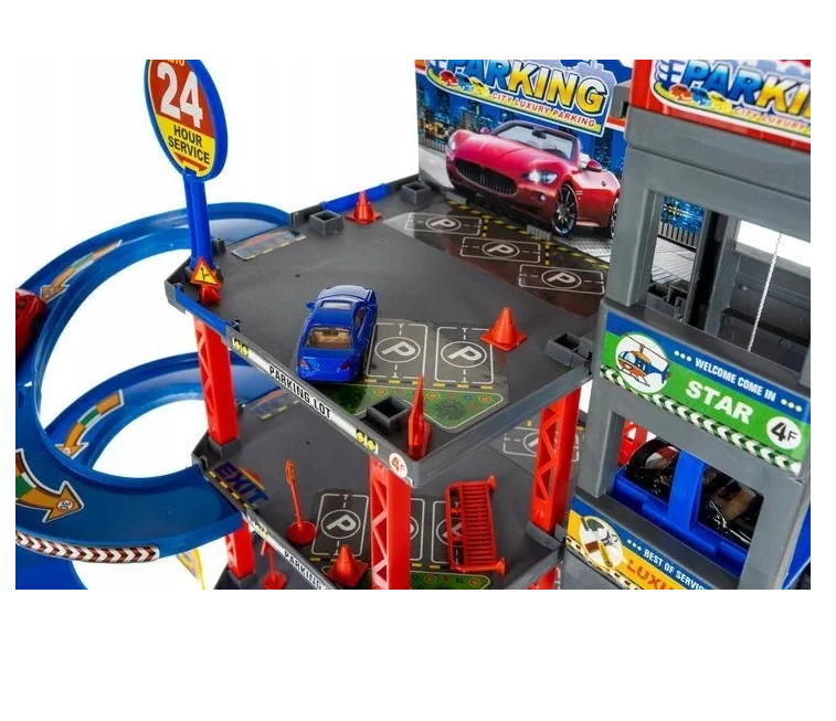 4-level play parking garage with elevator and car wash – includes 4 cars and helicopter, interactive kids’ toy (WNDR11606) - Image 9