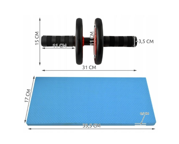 Abdominal exercise wheel – 15 cm diameter, non-slip handles, with knee pad (WNDR4567) - Image 4