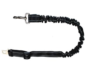 Adjustable black elastic dog leash for cars – safe and flexible pet restraint for travel (WNDR6230)