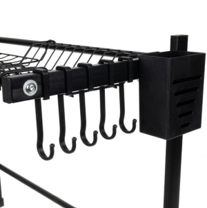 Adjustable steel drip rack sink stand – black kitchen storage & dish dryer (WNDR19174)