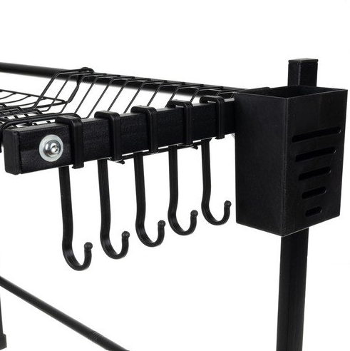 Adjustable steel drip rack sink stand – black kitchen storage & dish dryer (WNDR19174) - Image 2