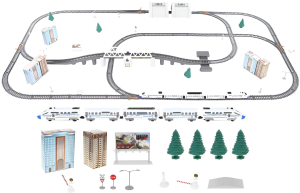 Battery-powered pendolino train set – large 9m track, toy train for kids (WNDR9448)