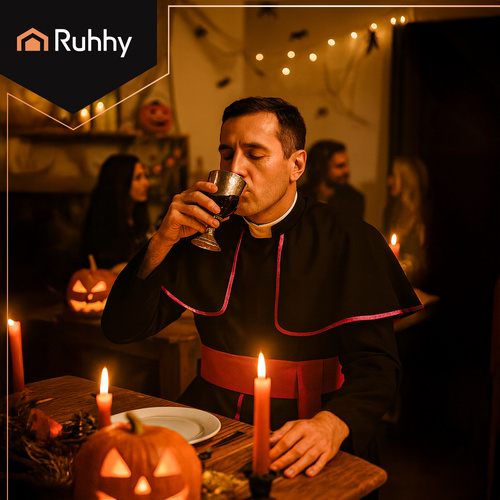 RUHHY Bishop’s Costume XL/XXL – Priest Cassock & Clergyman Outfit for Adults (WNDR26148) - Image 4