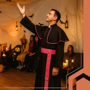 RUHHY Bishop’s Costume XL/XXL – Priest Cassock & Clergyman Outfit for Adults (WNDR26148)