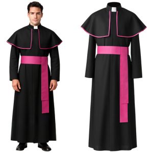 RUHHY Bishop’s Costume XL/XXL – Priest Cassock & Clergyman Outfit for Adults (WNDR26148)