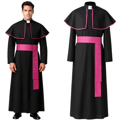 RUHHY Bishop’s Costume XL/XXL – Priest Cassock & Clergyman Outfit for Adults (WNDR26148)