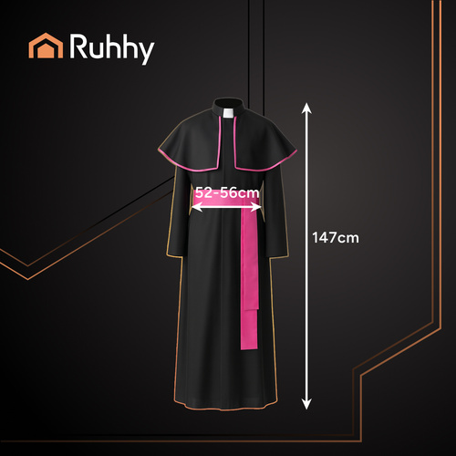 RUHHY Bishop’s Costume XL/XXL – Priest Cassock & Clergyman Outfit for Adults (WNDR26148) - Image 5