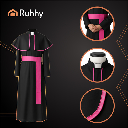 RUHHY Bishop’s Costume XL/XXL – Priest Cassock & Clergyman Outfit for Adults (WNDR26148) - Image 7