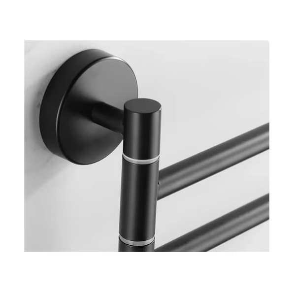 Black modern 4-arm metal towel rack – stylish and practical bathroom accessory (WNDR24474) - Image 4