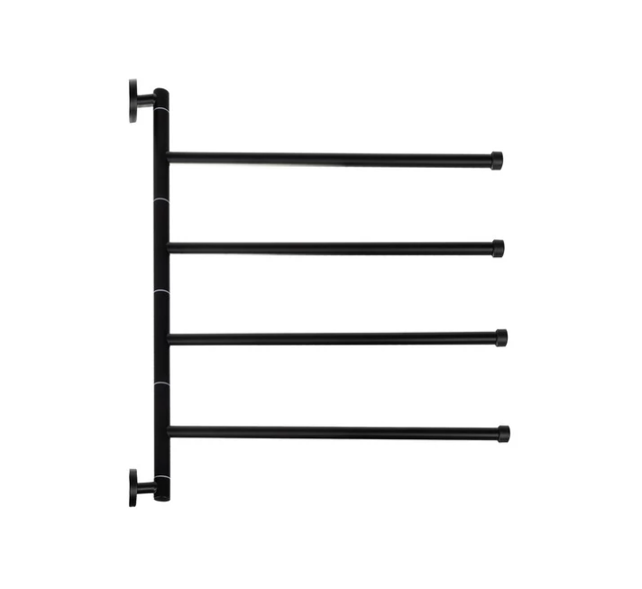 Black modern 4-arm metal towel rack – stylish and practical bathroom accessory (WNDR24474) - Image 5