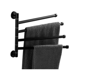 Black modern 4-arm metal towel rack – stylish and practical bathroom accessory (WNDR24474)