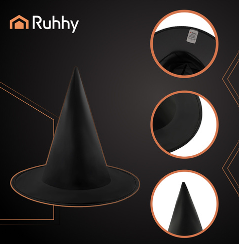 Classic black witch hat for halloween & carnival – perfect costume accessory for parties and cosplay (WNDR26047) - Image 4