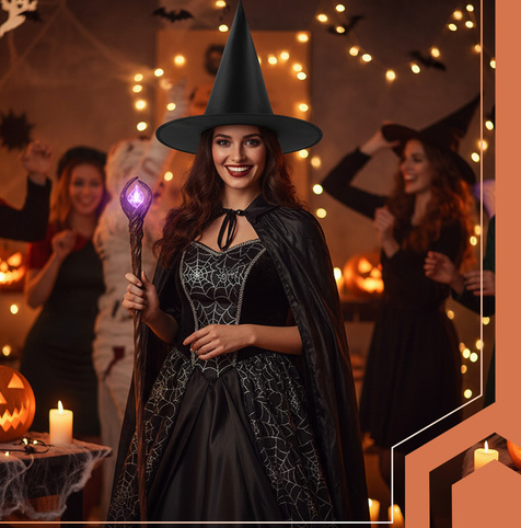 Classic black witch hat for halloween & carnival – perfect costume accessory for parties and cosplay (WNDR26047) - Image 2