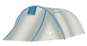 Easy-setup outdoor 3-person camping tent – 120 × 220 × 370 cm, blue-silver (WNDR12572)