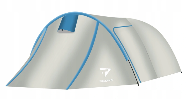 Easy-setup outdoor 3-person camping tent – 120 × 220 × 370 cm, blue-silver (WNDR12572)