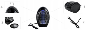 Electric insect killer 5W black – mosquito and bug zapper lamp for indoor and outdoor use (WNDR8627)