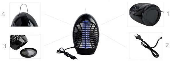 Electric insect killer 5W black – mosquito and bug zapper lamp for indoor and outdoor use (WNDR8627) - Image 2