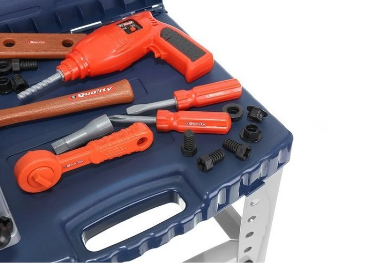 Foldable kids’ workbench playset – 67-piece tool set with electric drill and hand tools (WNDR9422) - Image 9
