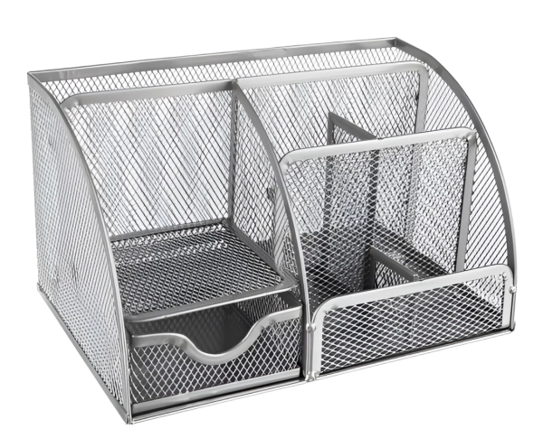 Gray 7-compartment office organizer – practical desk storage (WNDR16111)