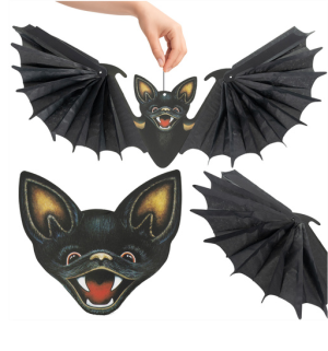 Hanging bat decoration – realistic hanging ornament for halloween, parties, and home décor (WNDR26126)
