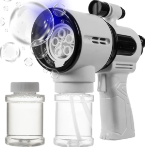 Light-up bubble gun for kids – white LED bubble blower (WNDR21163)