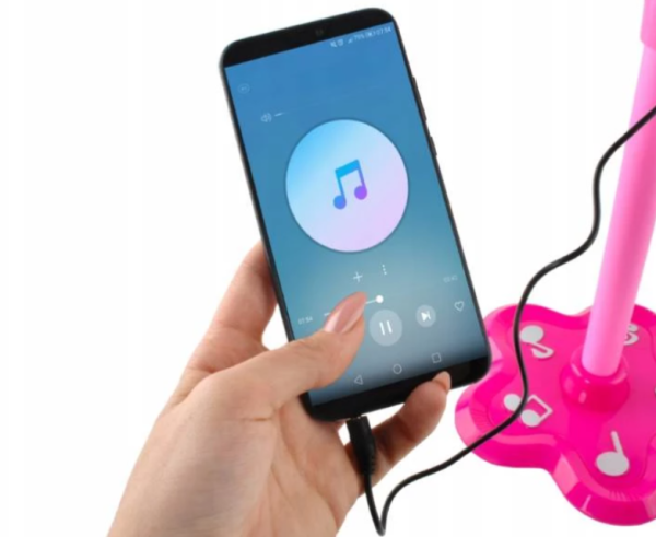Pink microphone with MP3 player and stand – karaoke and singing practice for Kids (WNDR8235) - Image 6