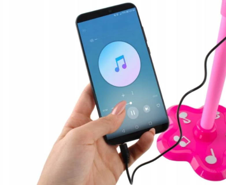 Pink microphone with MP3 player and stand – karaoke and singing practice for Kids (WNDR8235) - Image 6