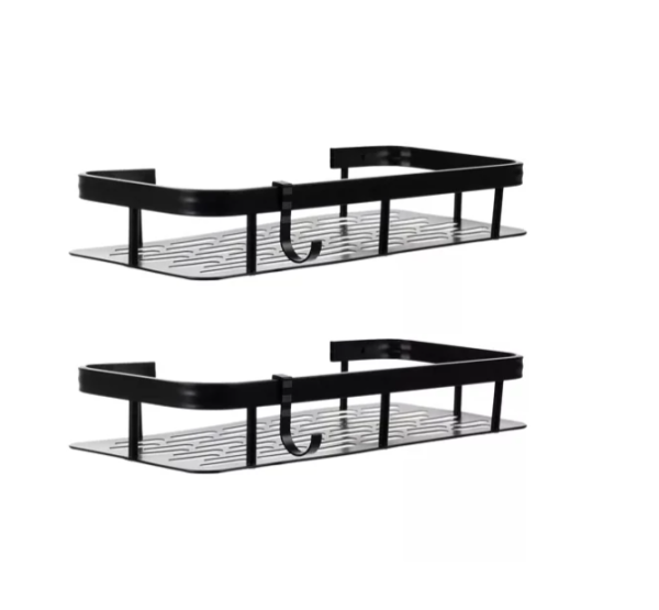 Ruhhy 2-piece stainless steel bathroom shelf set – universal storage 30x13x5 cm (WNDR23170)
