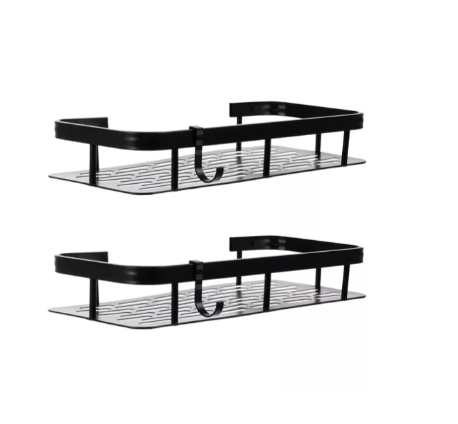 Ruhhy 2-piece stainless steel bathroom shelf set – universal storage 30x13x5 cm (WNDR23170)