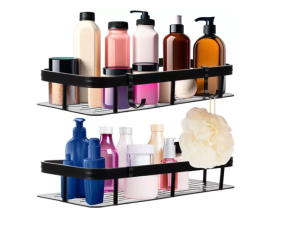 Ruhhy 2-piece stainless steel bathroom shelf set – universal storage 30x13x5 cm (WNDR23170)
