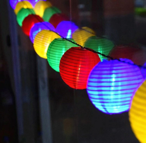 Solar multi-color lantern string lights – 3m outdoor decoration with 2 lighting modes, IP44 waterproof (WONDR15675)