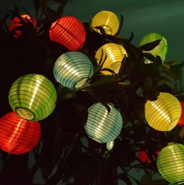 Solar multi-color lantern string lights – 3m outdoor decoration with 2 lighting modes, IP44 waterproof (WONDR15675) - Image 4