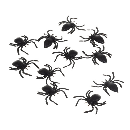 RUHHY Halloween Decorative Spiders – Set of 10 Realistic Black Plastic Spiders (3x3 cm) (WNDR26028) - Image 6