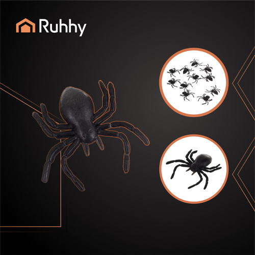 RUHHY Halloween Decorative Spiders – Set of 10 Realistic Black Plastic Spiders (3x3 cm) (WNDR26028) - Image 5
