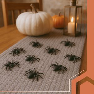 RUHHY Halloween Decorative Spiders – Set of 10 Realistic Black Plastic Spiders (3x3 cm) (WNDR26028)